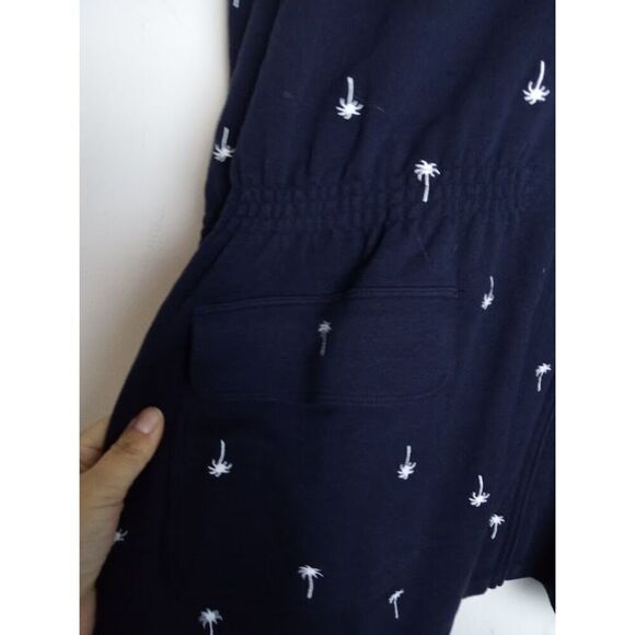 Talbots Blue w/White Embroidery Palm Trees Cotton French Terry Hoodie size 3X - Picture 5 of 10